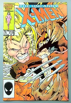 Buy Uncanny X-Men #213 ~ MARVEL 1987 ~ Wolverine Vs. Sabretooth NM • 23.29£
