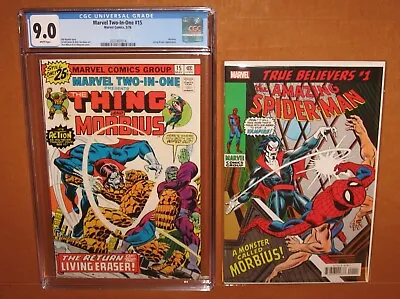 Buy Marvel Two-In-One 15 CGC 9.0 WHITE Pgs + BONUS ASM 101 1st Morbius Reprint 12pix • 61.74£