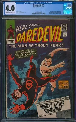 Buy DAREDEVIL #7 ⭐ CGC 4.0 ⭐ 1st Red Costume! Vs. Sub-Mariner Marvel Comic 1965 • 232.21£