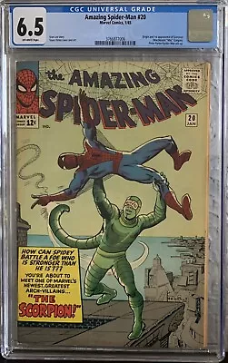 Buy Amazing Spider-man #20 Cgc 6.5 Fn+ 1965 1st Appearance Of Scorpion Marvel Comics • 815.42£