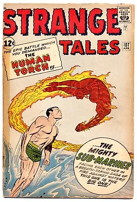 Buy STRANGE TALES #107 G, Human Torch Vs. Sub-Mariner, Marvel Comics 1963 • 77.66£
