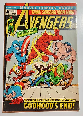 Buy AVENGERS #97 Marvel 1972 KREE-SKRULL War, Roy Thomas/John Buscema INVADERS • 10.08£