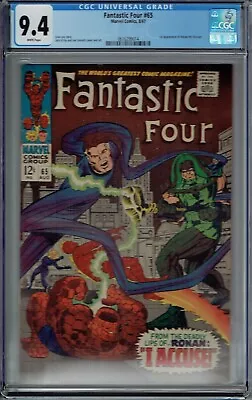 Buy Cgc 9.4 Fantastic Four #65 White Pages 1st Appearance Of Ronan The Accuser • 1,397.89£