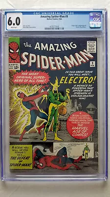 Buy Amazing Spider-Man #9 CGC 6.0 Fine     WHITE     Origin 1st Appearance Electro • 1,242.57£