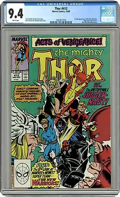 Buy Thor #412 CGC 9.4 1989 1463817016 1st Full App. New Warriors • 53.59£