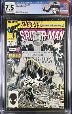 Buy Web Of Spider-Man #32 CGC 7.5 1987 Custom Label Marvel Comics Direct Edition • 42.71£