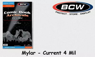 Buy BCW - 25 Current - Mylar - Comic Book Bags - Cases - 4 Mil With Tab NEW/ORIGINAL PACKAGING! • 20.90£