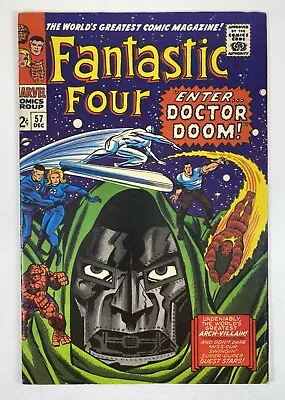 Buy Fantastic Four #57 Marvel 1966 Key Doctor Doom Crosses Silver Surfer FINE- LOOK • 139.01£