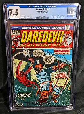 Buy Daredevil #111 CGC 7.5 1974  Mark Jewelers  Insert! 1st Silver Samurai! M12 Cm • 695.06£