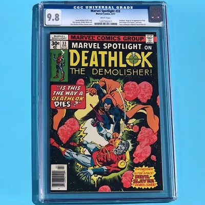 Buy Marvel Spotlight #33 ❄️ CGC 9.8 WHITE PG ❄️ 1ST DEVIL-SLAYER Deathlok Comic 1977 • 620.51£