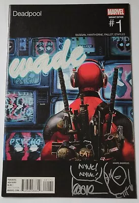 Buy Deadpool #1 Hip Hop Variant Marvel 2015 Signed & Sketch Kaare Andrews + Coa Nm+ • 57.86£