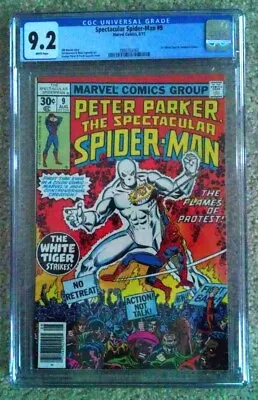 Buy Spectacular Spider Man #9 Cgc 9.2 1977 1st White Tiger In Standard Comics! • 62.12£