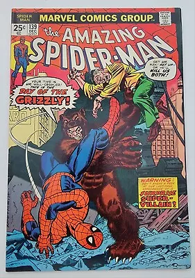 Buy Amazing Spider-Man #139 NM- 1st App. Grizzly 1974 With MVS Man-Wolf High Grade • 97.08£