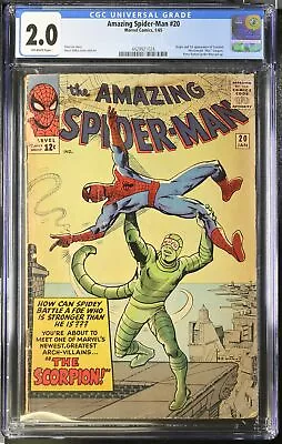 Buy Amazing Spider-Man #20 - Marvel Comics 1965 CGC 2.0 Origin And 1st App Scorpion • 247.74£