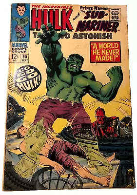 Buy Marvel Comic #95 The Incredible Hulk Sub-Mariner September 1967 Original • 3.11£
