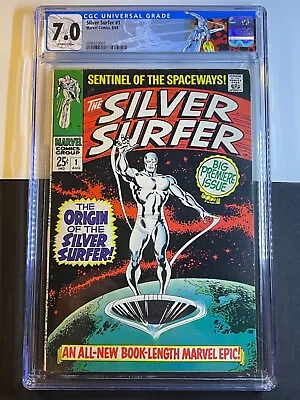 Buy Silver Surfer #1 CGC 7.0 Off WHITE Pages 1968 Silver Age Marvel KEY! Classic Cvr • 1,242.57£