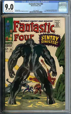 Buy Fantastic Four #64 Cgc 9.0 Ow/wh Pages // 1st Appearance Kree Sentry 1967 • 174.74£