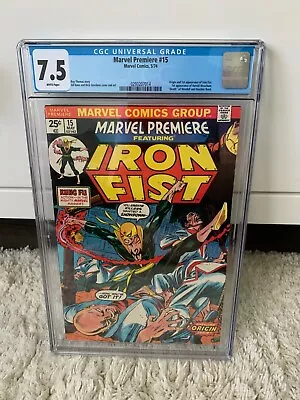 Buy MARVEL PREMIERE #15 COMIC BOOK MARVEL COMICS 5/74 CGC 7.5 1st APP OF IRON FIST • 310.64£