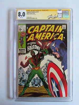 Buy Captain America 117 CGC 8.0 WP SS Signed By Stan Lee 1st Falcon 1969 • 1,164.14£