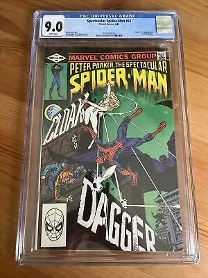 Buy CGC 9.0 Peter Parker The Spectacular Spider-Man 64 1st App Cloak & Dagger • 99.99£