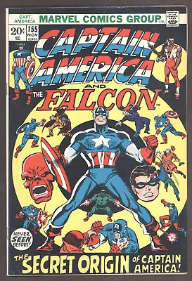 Buy Captain America #155 (Marvel 1972) Origin 1950s Psycho Cap & Bucky  FN/VF • 14.95£