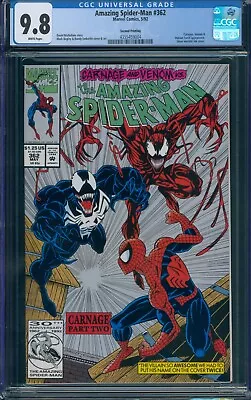 Buy Amazing Spider-Man #362 2nd Printing- CGC 9.8 NM/M - 2nd Carnage!!! • 93.35£