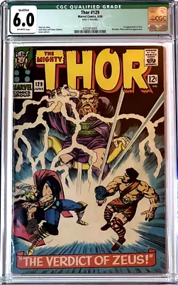 Buy Thor 129 1st App Of Ares CGC QUALIFIED 6.0 OW Pages Marvel Comics 1966 • 115.92£