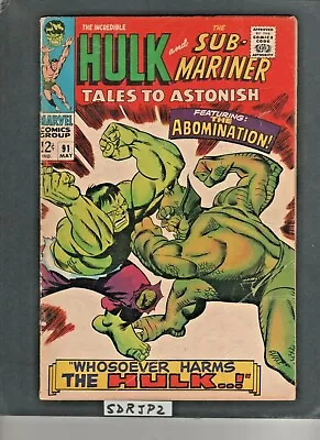 Buy Tales To Astonish #91 Fine She-hulk Key 1st Abomination Cover 1967 Sub-mariner • 77.79£