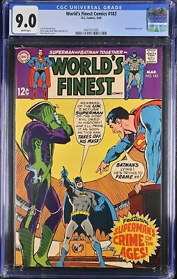 Buy 1969 World's Finest Comics 183 CGC 9.0 Batman Superman United Nations Cover • 143.93£