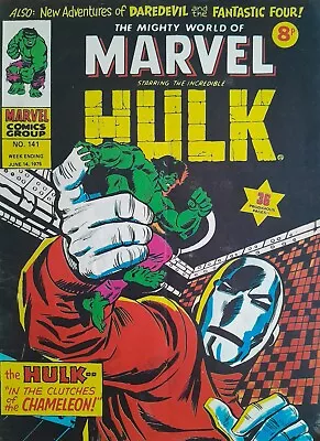 Buy The Mighty World Of Marvel THE INCREDIBLE HULK No. 141 Jun. 14th 1975 Comic G/VG • 6.89£
