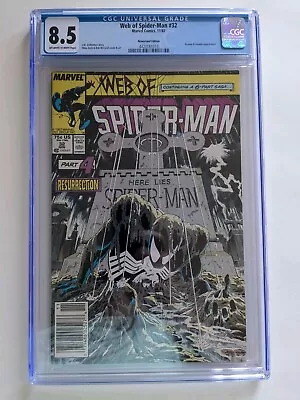 Buy Web Of Spiderman 32 CGC 8.5 NewsStand Kraven Last Hunt  • 76.88£