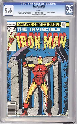 Buy Iron Man #100 CGC 9.6 NM+ Near Mint+ White Pages Marvel Comics Anniversary Issue • 104.84£