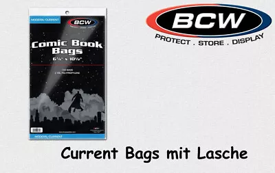 Buy BCW - 100 Comic Book Bags - Cases - Current - With Tab - Relockable • 3.68£