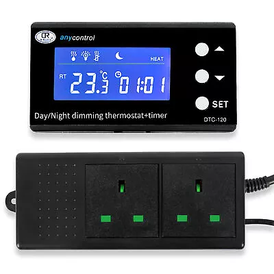 Buy LCD Reptile Aquarium Digital Day/Night Timer Temperature Thermostat Controller • 24.92£