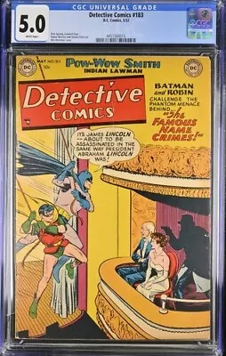 Buy Detective Comics #183 1952 DC Comics CGC 5.0 Batman White Pages • 280.07£