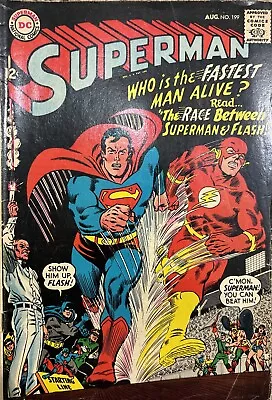 Buy Superman #199 CGC 4.5 White Pages 1st Superman Vs. Flash Race D.C. 1967 • 128.14£