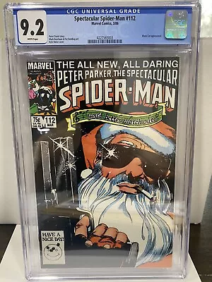 Buy SPECTACULAR SPIDER-MAN 112 CGC 9.2 WP Santa Claus CHRISTMAS GUN COVER!!! 1986 • 76.88£