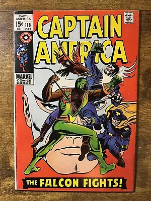 Buy Captain America 118 Higher Grade 2nd App Falcon Stan Lee Story Marvel 1969 • 46.56£