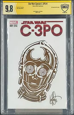 Buy 2015 Marvel Star Wars C-3PO #1 Full Custom Sketch And Signed Ken Haeser CBCS 9.8 • 252.40£