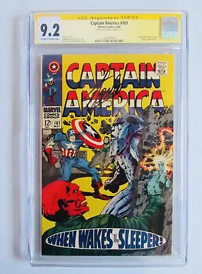 Buy Captain America #101 CGC 9.2 SS Signed By Stan Lee Red Skull Sleeper 1968 • 600£