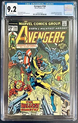 Buy AVENGERS #144 ~ 1976 KEY Marvel Comics 1st HELLCAT Patsy Walker  ~ CGC 9.2 WHITE • 135.91£