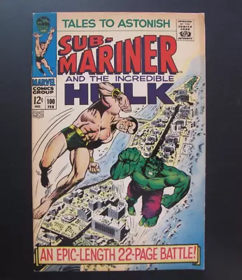 Buy Marvel Comics Group Comic Book Tales To Astonish No. 100 Sub-Mariner Hulk 1968 • 27.18£