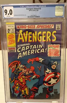 Buy Avengers Annual #3 (Marvel 1969) CGC 9.0 VF/NM Silver Age Captain America Thor • 100.95£