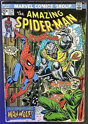 Buy The Amazing Spider-man Comic #124 (marvel,1973) 1st App Of Man Wolf! Silver Age~ • 50.48£