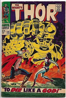 Buy Thor #139 ~ 1967 Silver Age ~ Marvel Comics ~ VG+ ~ 1st Appearance ~ Charity • 21.78£