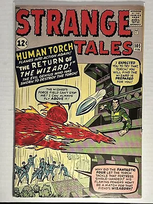 Buy Strange Tales 105 -1963 -2nd App Wizard. Fantastic Four F/VF- Glossy W/OW • 108.72£