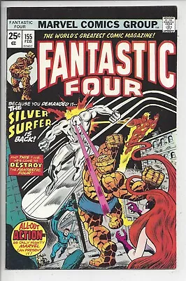 Buy Fantastic Four 155 VF (8.0) 1975 Super Silver Surfer FF Battle Cover • 23.34£
