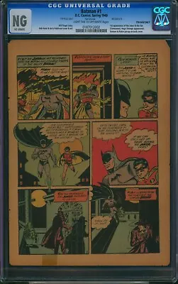 Buy Batman #1 (1940) ⭐ CGC NG - 7TH PAGE ONLY ⭐ JOKER FIGHT PANELS! DC Comic • 1,359.06£