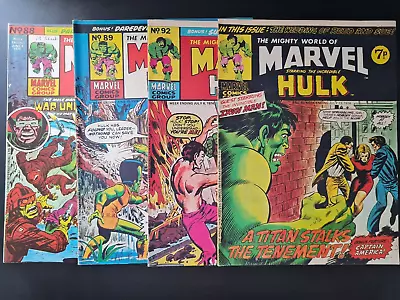 Buy The Mighty World Of Marvel #88 #89 #92 #93 Incredible Hulk Marvel Uk Weekly 1974 • 1.99£