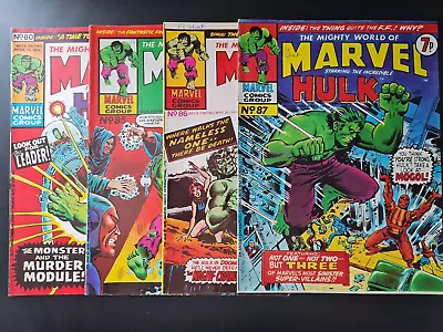 Buy The Mighty World Of Marvel #80 #85 #86 #87 Incredible Hulk Marvel Uk Weekly 1974 • 1.99£